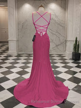 Trumpet/Mermaid V-neck Sweep Train Jersey Semi Formal Prom Dresses